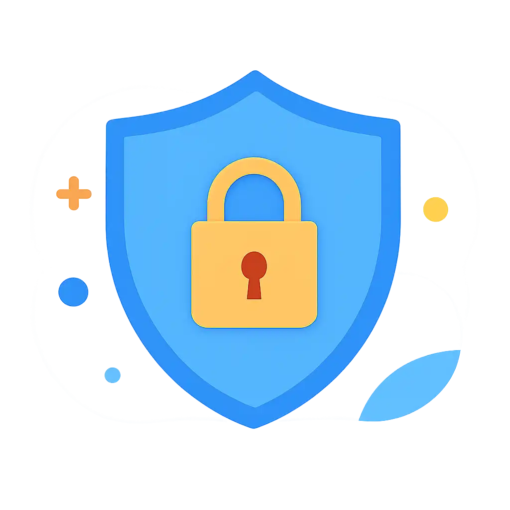 Security shield icon with lock: 91 Game safety visualization